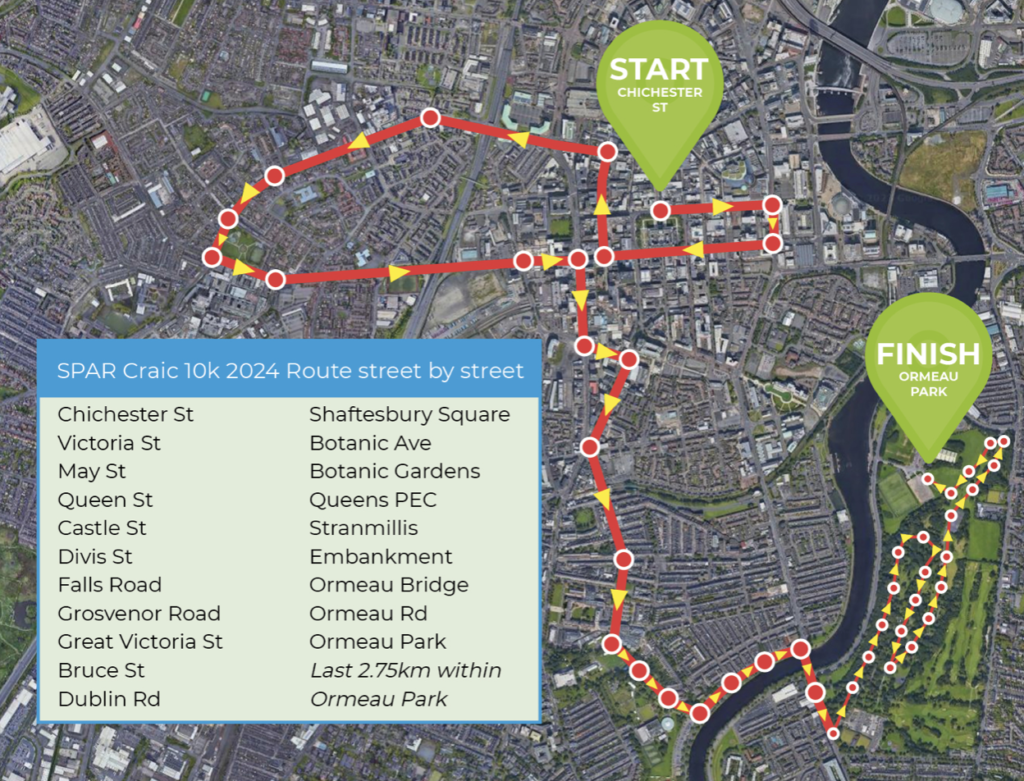 Belfast Craic 10K Map